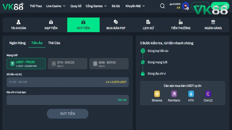 Rút tiền từ hệ thống bảo mật, an toàn 100%