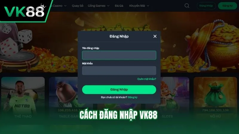 Hướng dẫn các bước truy cập tài khoản tại VK88