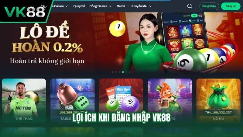 Nhận được gì khi đăng nhập tài khoản VK88