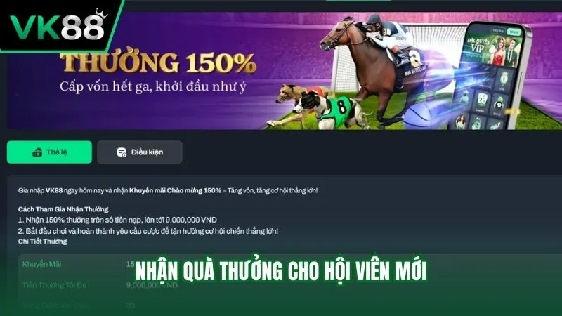 Phần quà từ VK88 cho bet thủ mới gia nhập