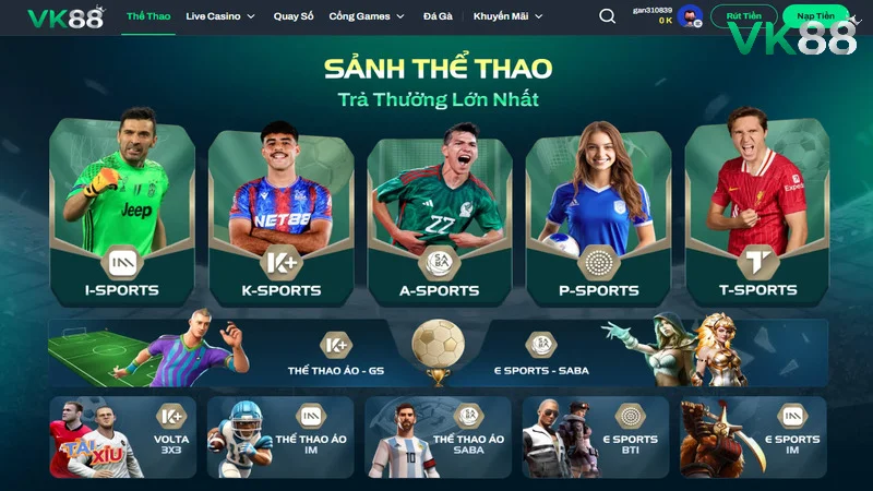 Sảnh cá cược thể thao với bảng kèo mới nhất